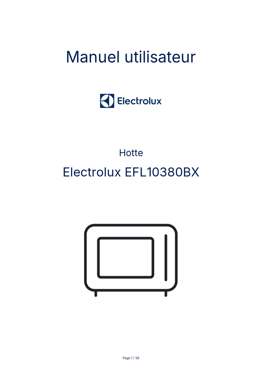 Page n°1 - Manuel utilisateur Electrolux EFL10380BX