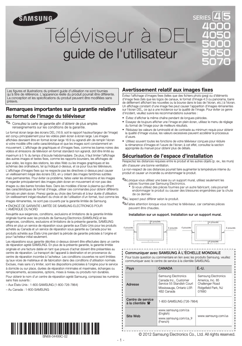 Imagen de la primera página del manual del dispositivo UN32EH5000F