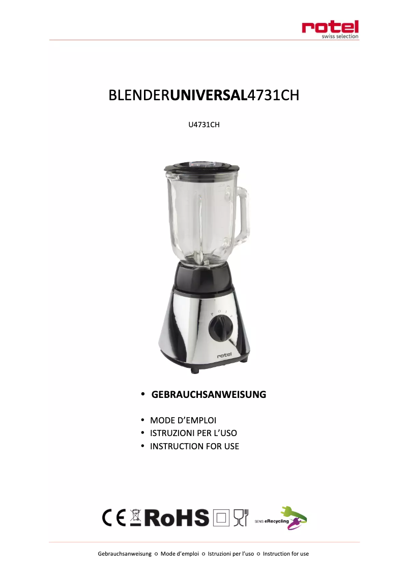 Page n°1 - Manuel utilisateur Rotel Universal U4731CH