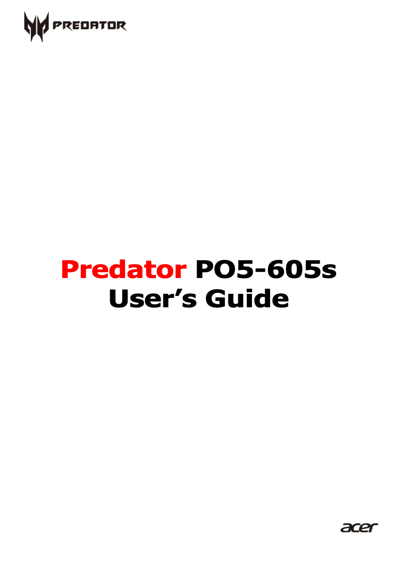 Page 1 de la notice Manuel utilisateur Acer Predator PO5-605s