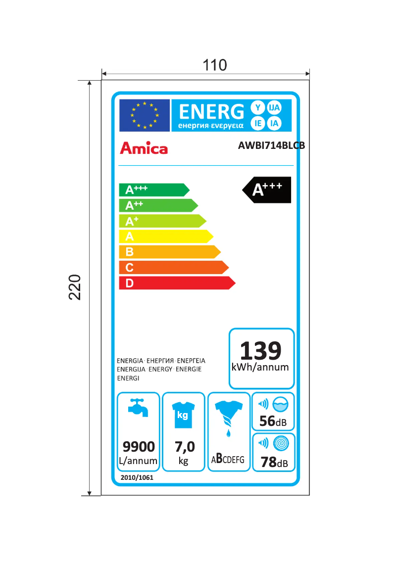 Page n°1 - Label énergétique Amica AWBI714BLCB