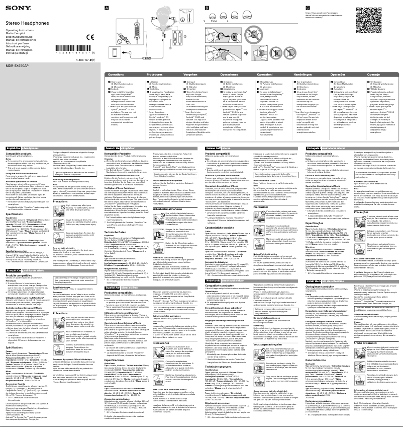Page 1 of the manual User Manual Sony MDR-EX450AP