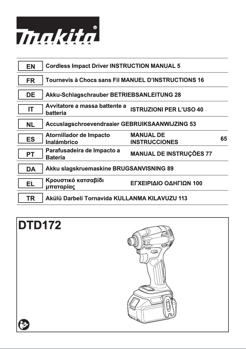 Page n°1 - Manuel utilisateur Makita DTD172Z
