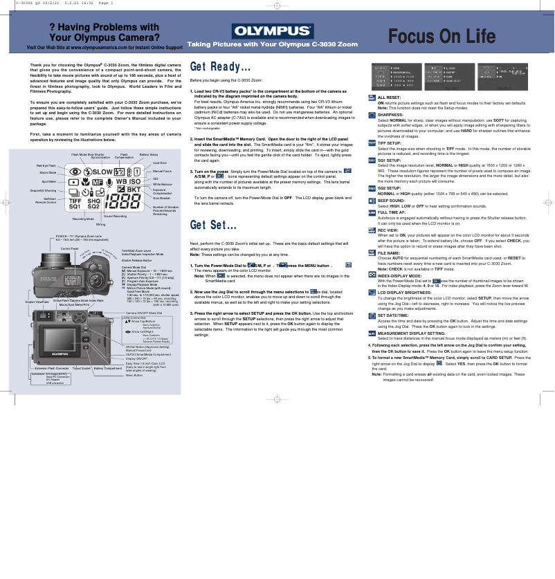 Página 1 del manual Guía de inicio rápido Olympus Camedia C-3030 Zoom