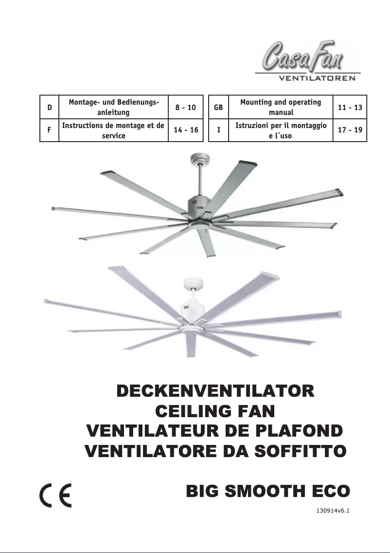 Page n°1 - Manuel utilisateur CasaFan Big Smooth Eco