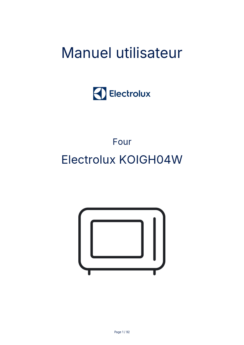 Image de la première page du manuel de l'appareil KOIGH04W