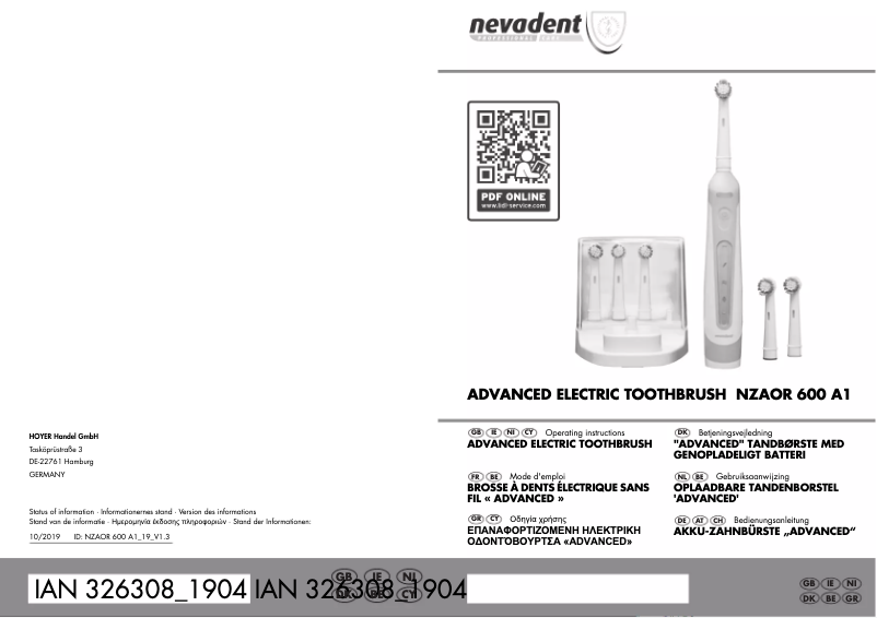 Image de la première page du manuel de l'appareil NZAOR 600 A1