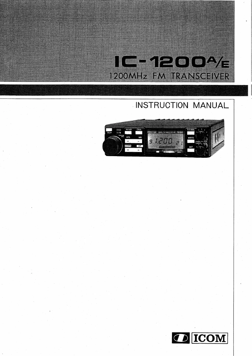 Page n°1 - Manuel utilisateur ICOM IC-1200A
