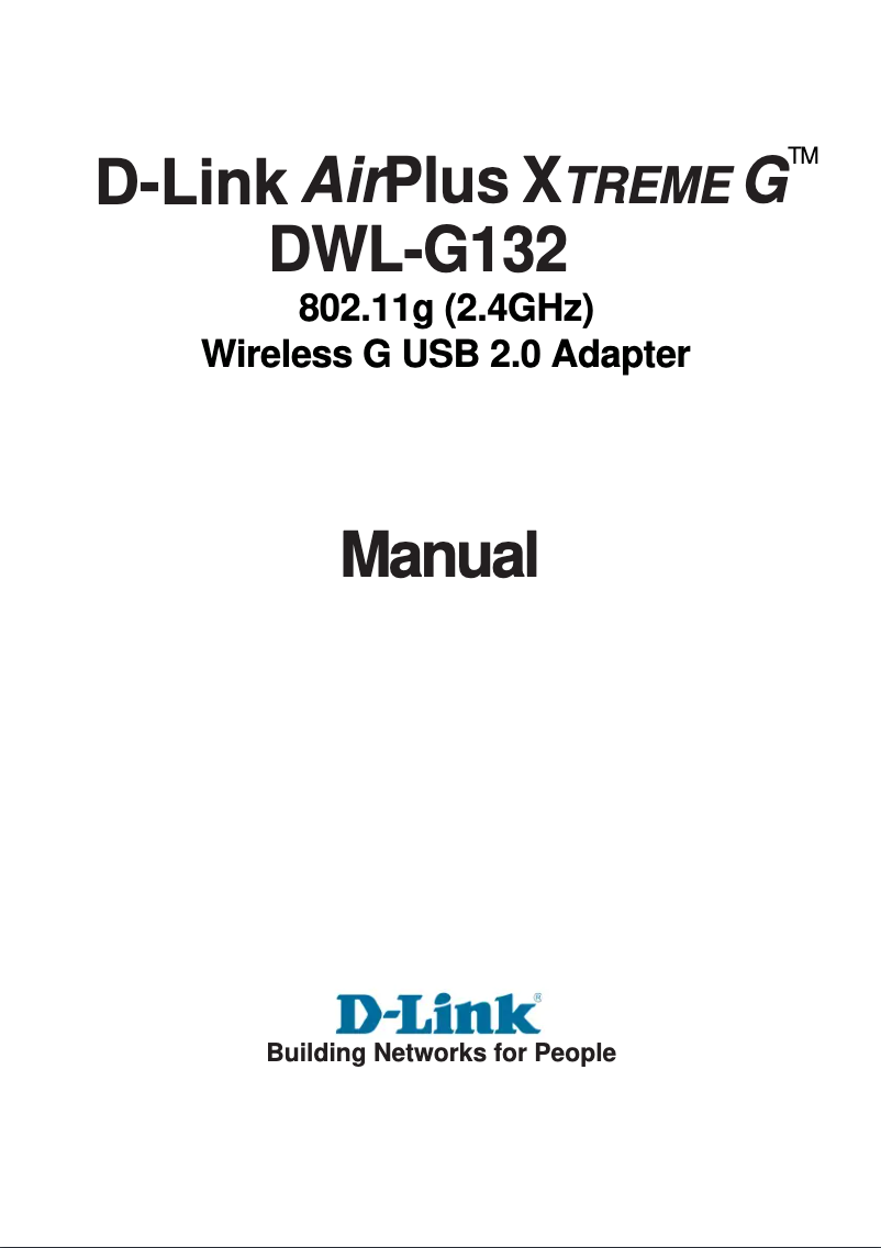 Page n°1 - Manuel utilisateur D-Link DWL-G132