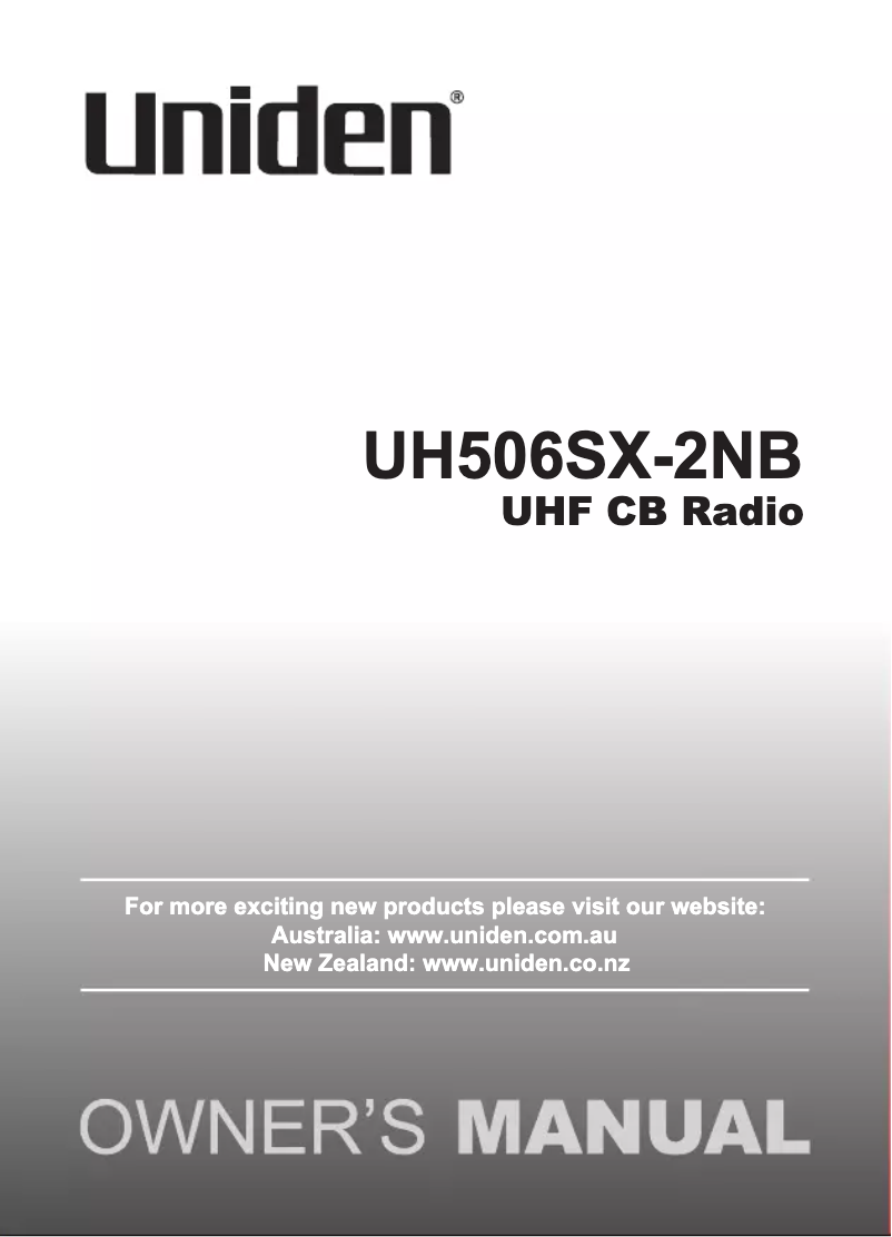 Image de la première page du manuel de l'appareil UH506SX-2NB