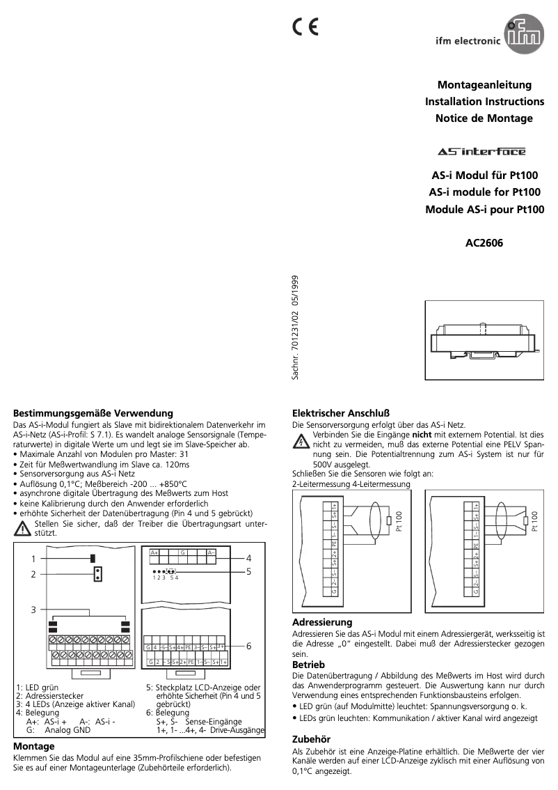 Page n°1 - Manuel utilisateur IFM AC2606