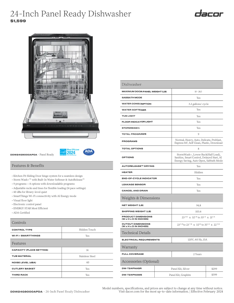 Image de la première page du manuel de l'appareil DDW24G9000AP