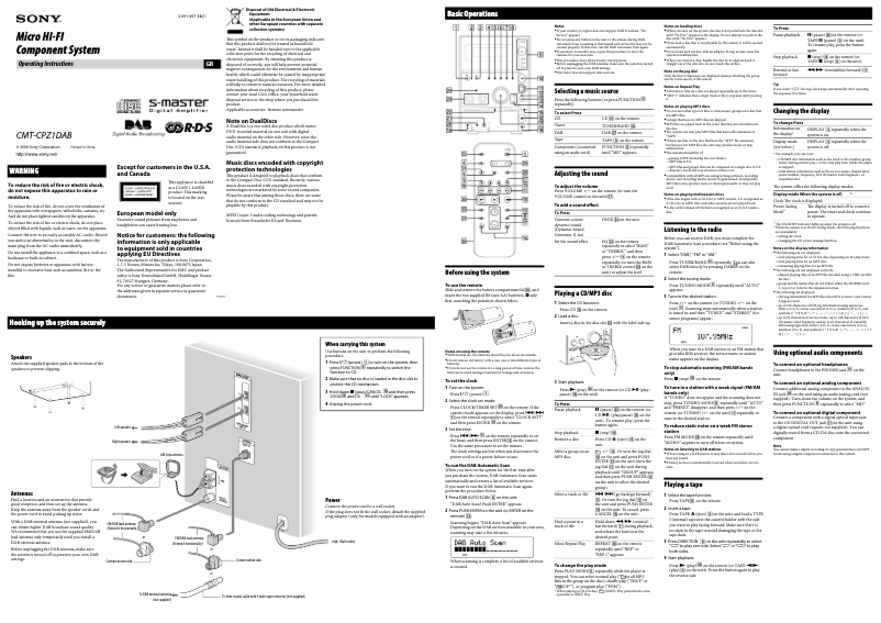 Página 1 del manual Manual de usuario Sony CMT-CPZ1DAB
