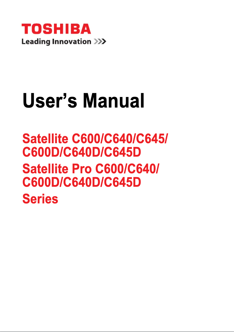 Page 1 de la notice Manuel utilisateur Toshiba Satellite C645
