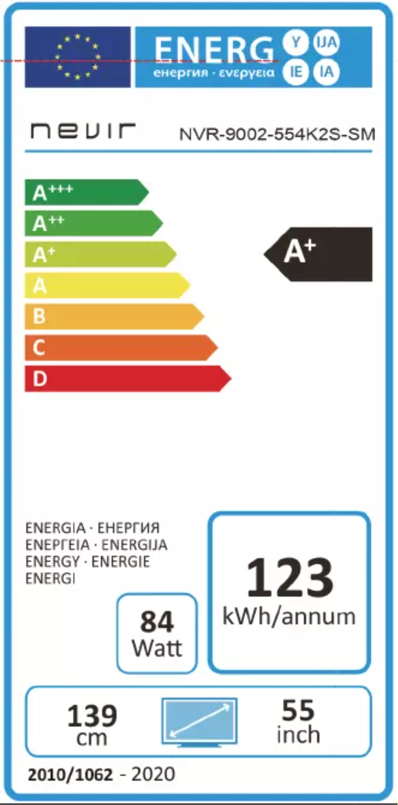 Page n°1 - Label énergétique Nevir NVR-9002-554K2S-SM