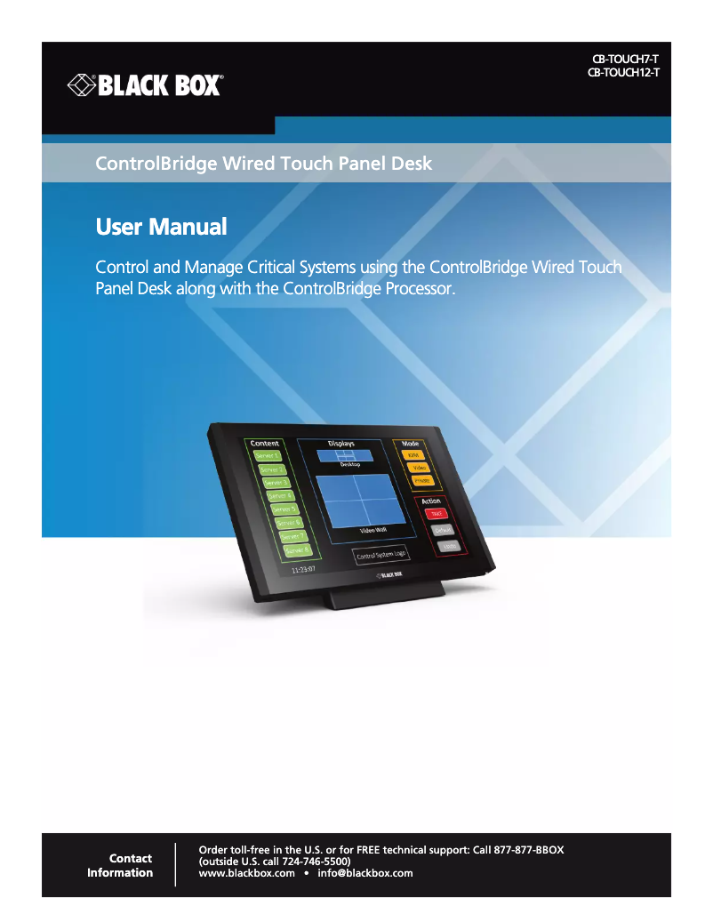 Page n°1 - Manuel utilisateur Black Box CB-TOUCH7-T