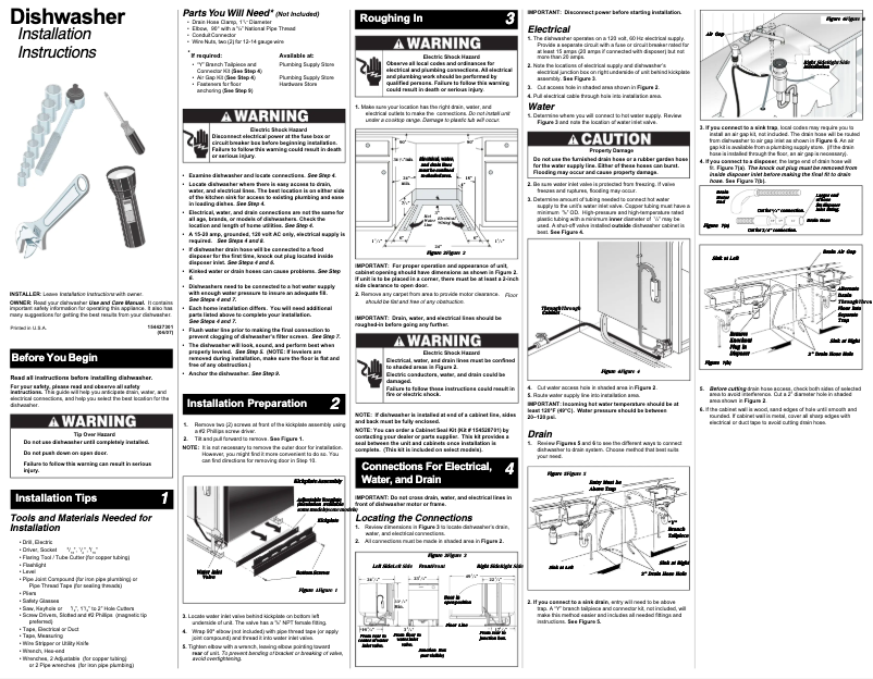 Page n°1 - Guide d'installation Frigidaire GLD2155RDS