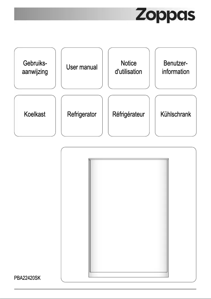 Page 1 de la notice Manuel utilisateur Zoppas PBA22420SK