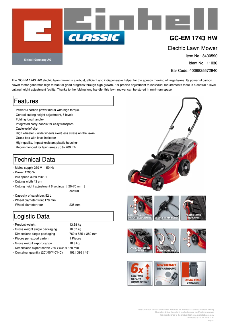 Image de la première page du manuel de l'appareil GC-EM 1743 HW