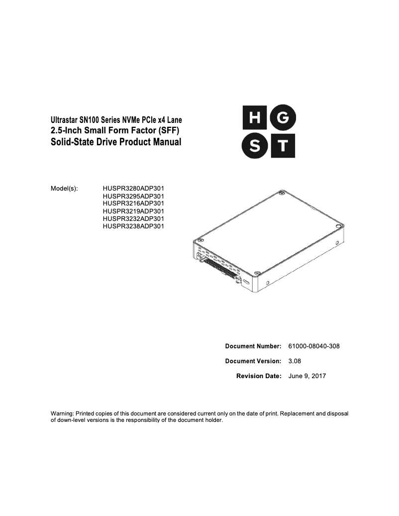 Página 1 del manual Manual de usuario HGST Ultrastar SN100
