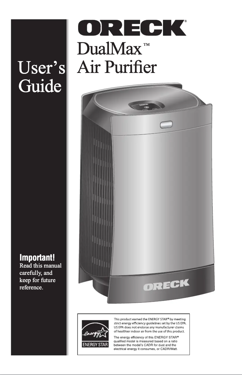 Page n°1 - Manuel utilisateur Oreck DualMax WK13016CA