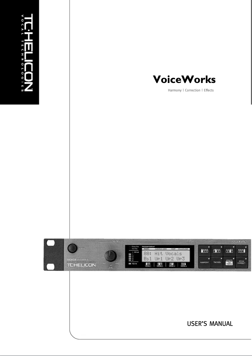Page 1 of the manual User Manual TC Helicon Voiceworks