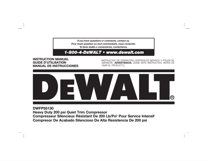Page 1 de la notice Manuel utilisateur DeWalt DWFP55130