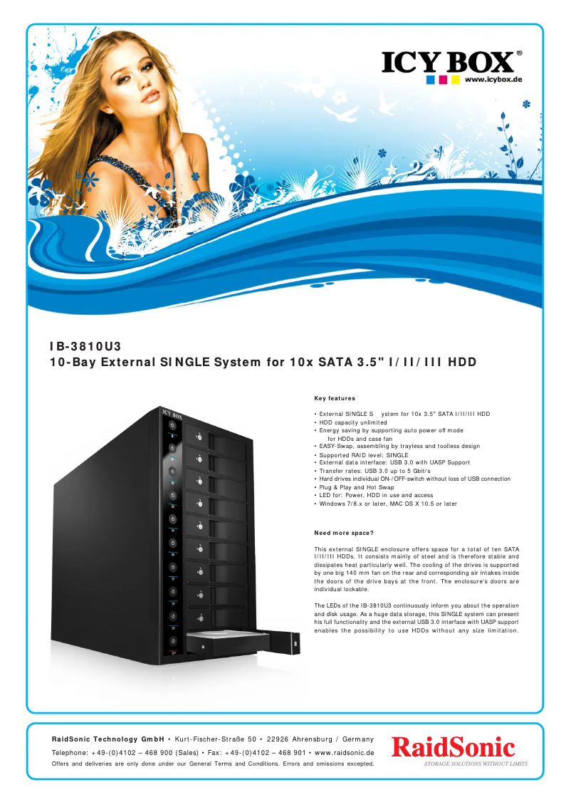 Página 1 del manual Ficha técnica Icy Box IB-3810U3