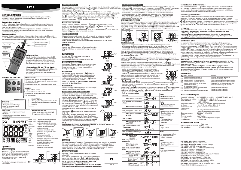 Page 1 de la notice Manuel utilisateur Rotronic CP11