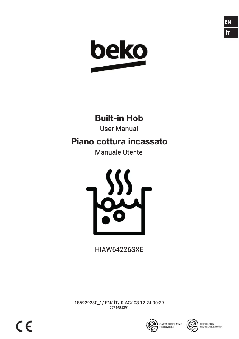 Page 1 de la notice Manuel utilisateur Beko HIAW64226SXE