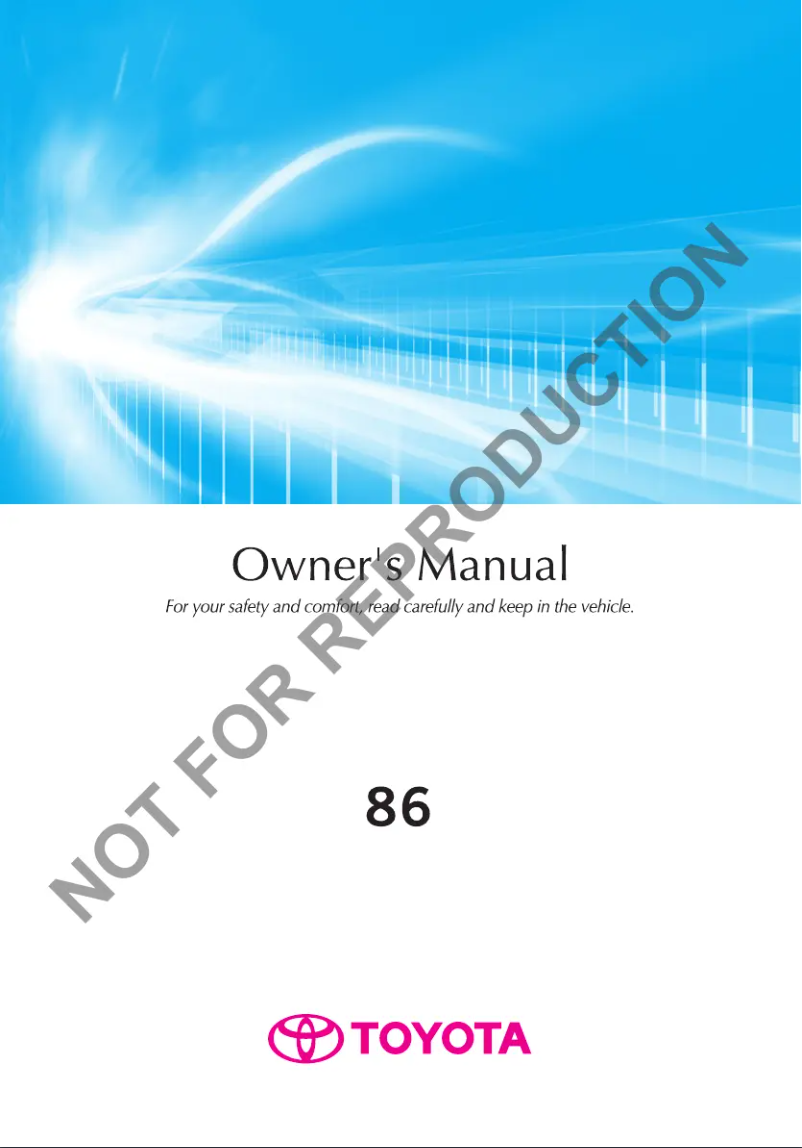 Page 1 de la notice Manuel utilisateur Toyota GT86 (2016)