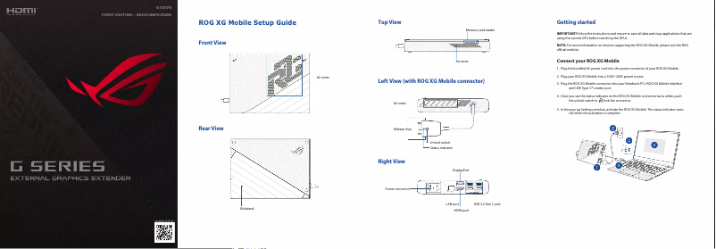 Image de la première page du manuel de l'appareil ROG XG GC31R