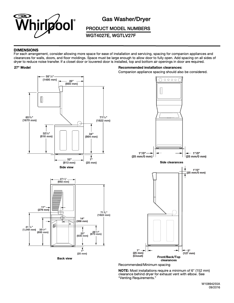 Página 1 del manual Manual de instrucciones Whirlpool WGTLV27F