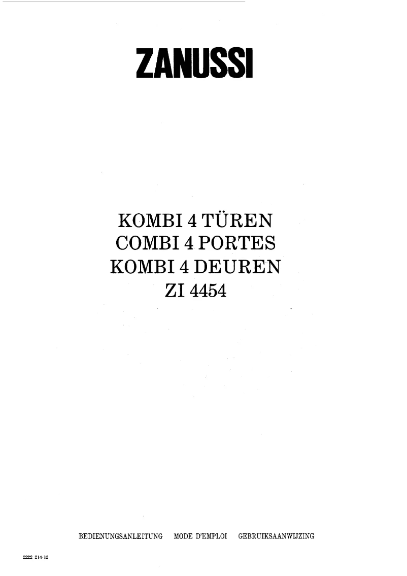 Page 1 de la notice Manuel utilisateur Zanussi ZI 4454