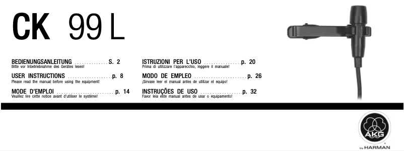 Page 1 de la notice Manuel utilisateur AKG CK99L