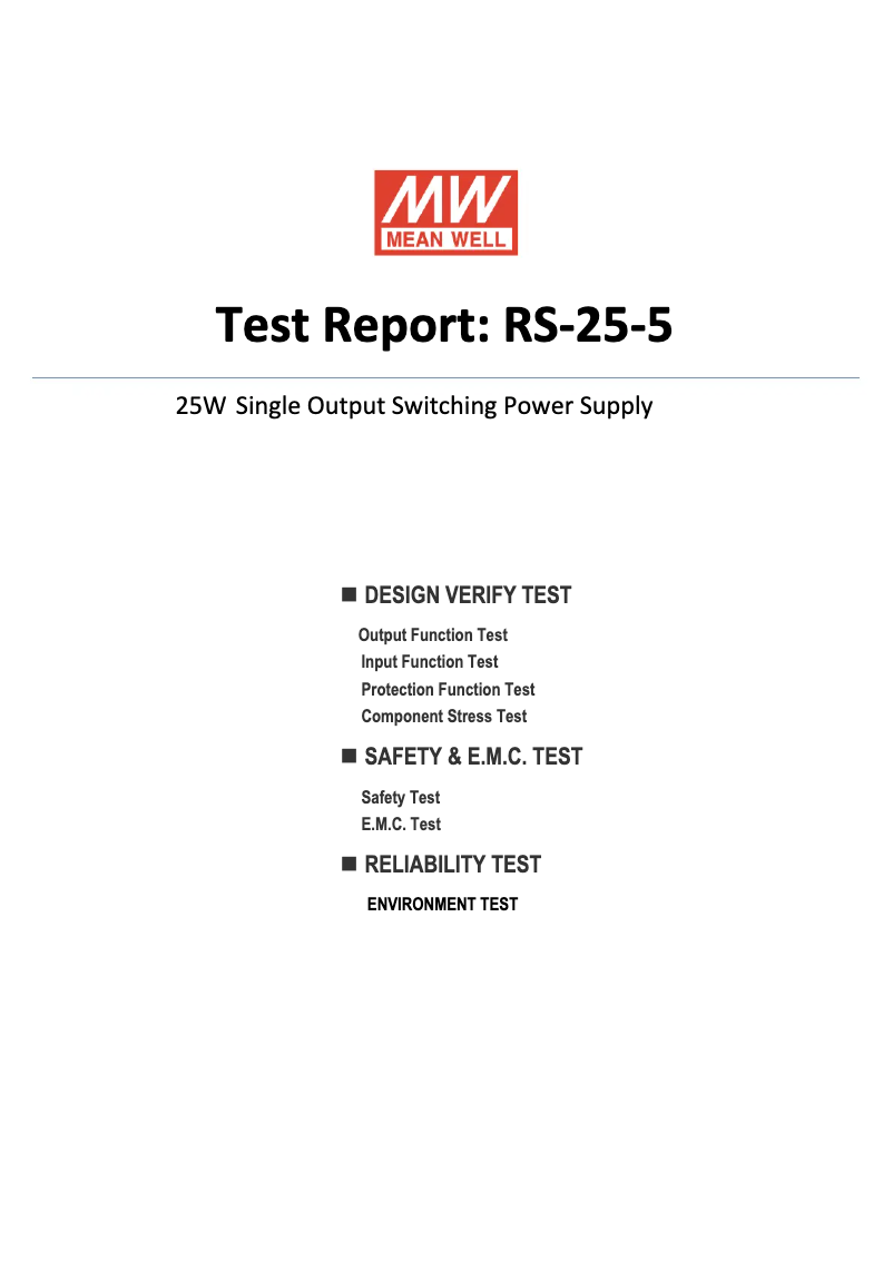 Page 1 de la notice Fiche technique Mean Well RS-25-5