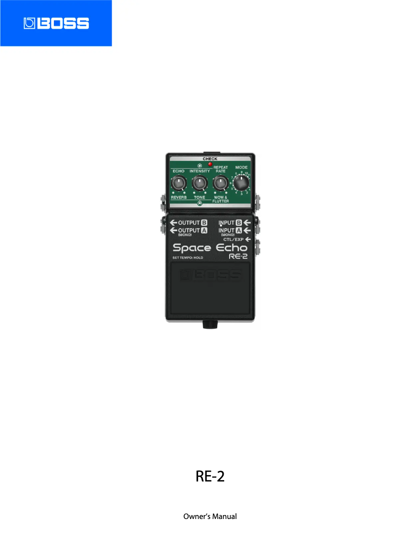 Page n°1 - Manuel utilisateur Boss Space Echo RE-2