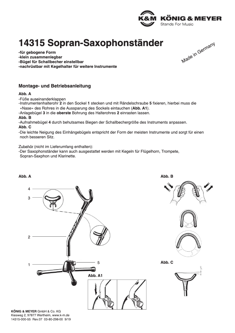 Page 1 de la notice Manuel utilisateur K&M 14315