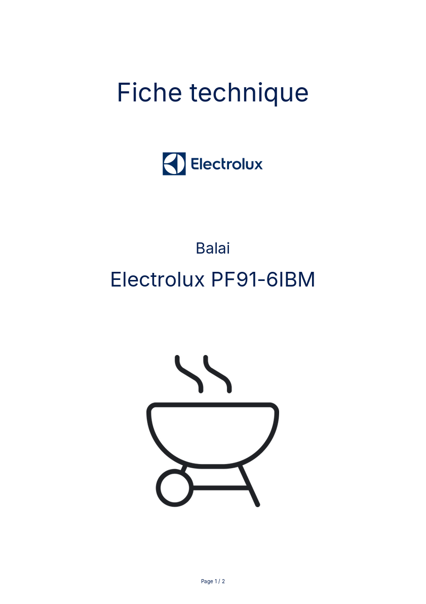 Page n°1 - Fiche technique Electrolux PF91-6IBM