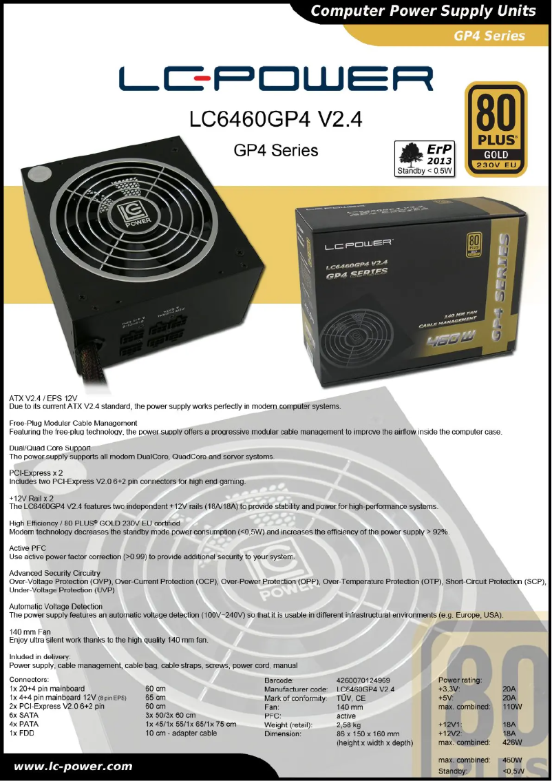 Page n°1 - Fiche technique LC-Power LC6460GP4 V2.4