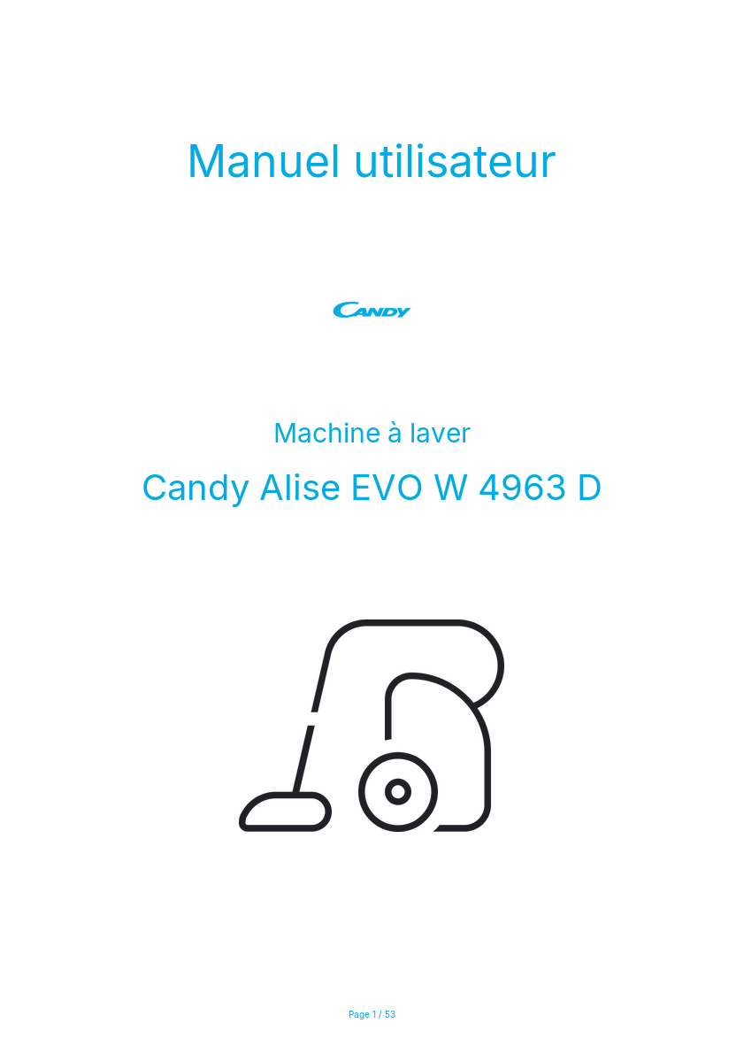 Image de la première page du manuel de l'appareil Alise EVO W 4963 D