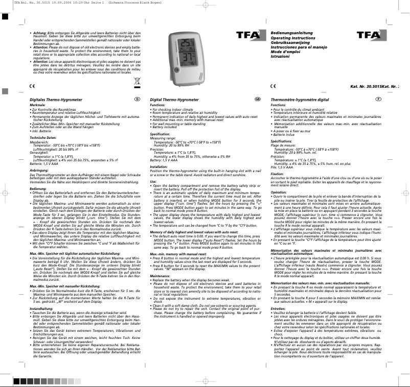 Image de la première page du manuel de l'appareil 30.5015