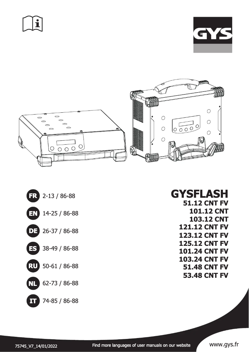 Page n°1 - Manuel utilisateur GYS Gysflash 51.48 CNT FV
