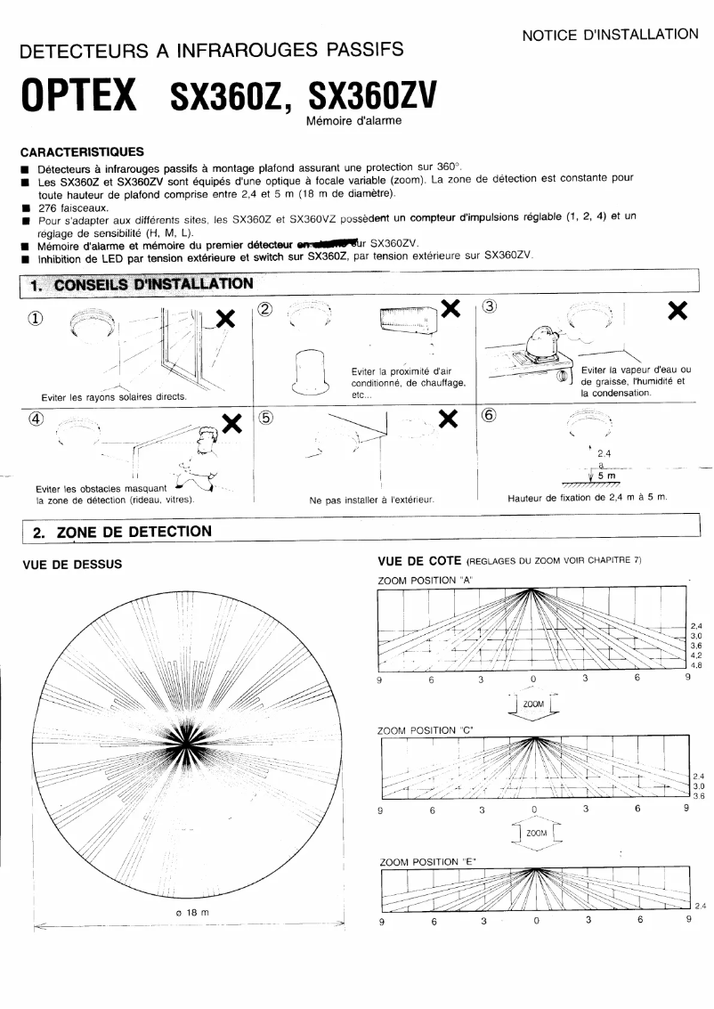 Page n°1 - Manuel utilisateur Optex SX-360Z
