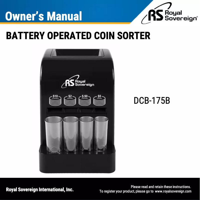 Page n°1 - Manuel utilisateur Royal Sovereign DCB-175B