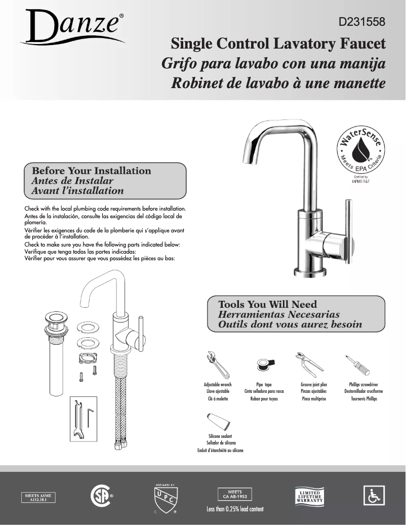 Página 1 del manual Manual de usuario Danze D231558