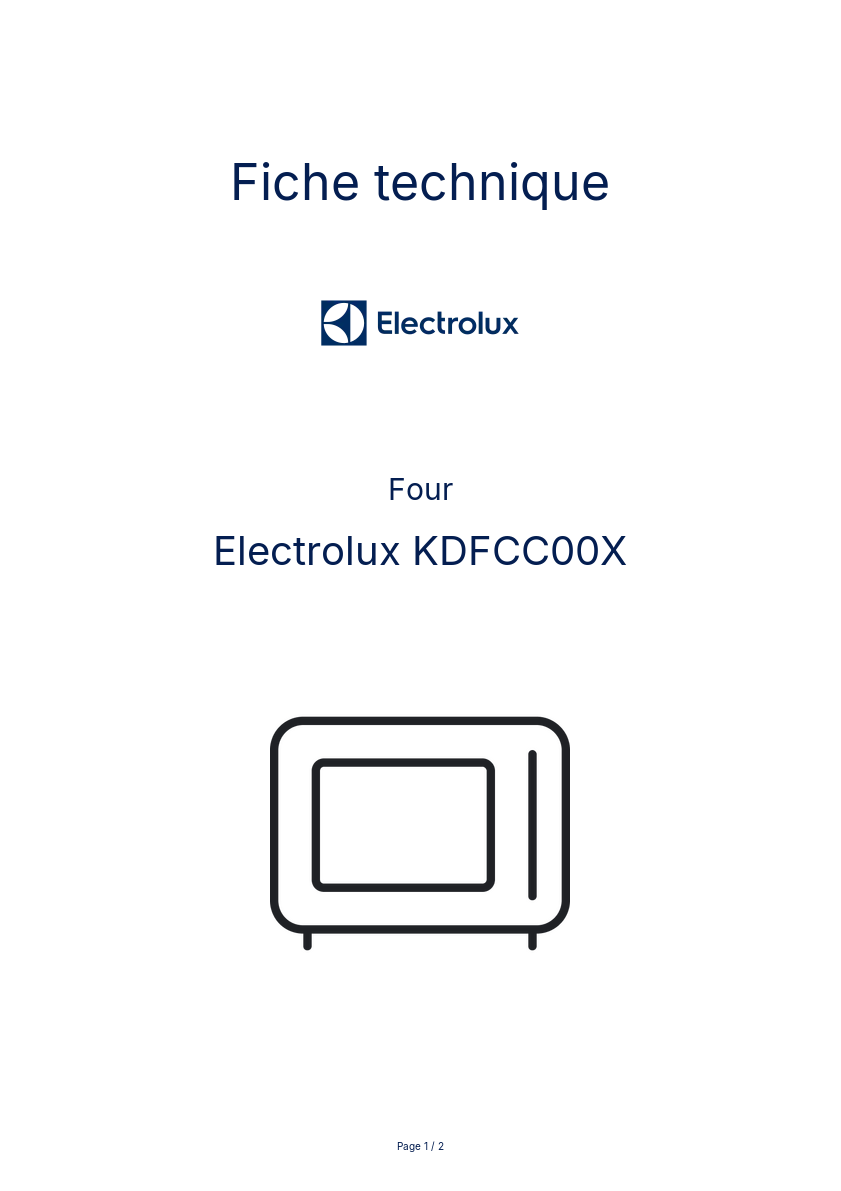 Page n°1 - Fiche technique Electrolux KDFCC00X
