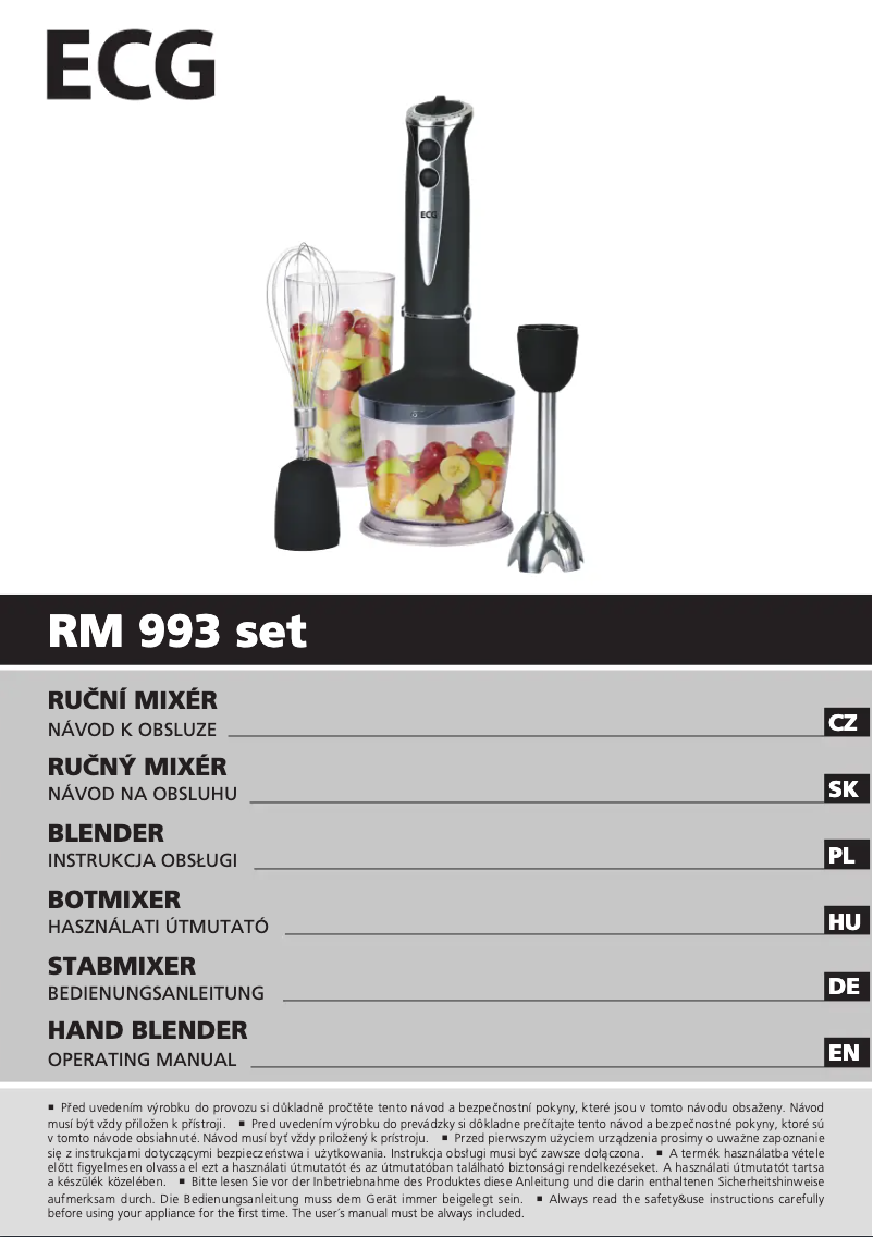 Image de la première page du manuel de l'appareil RM 993 SET