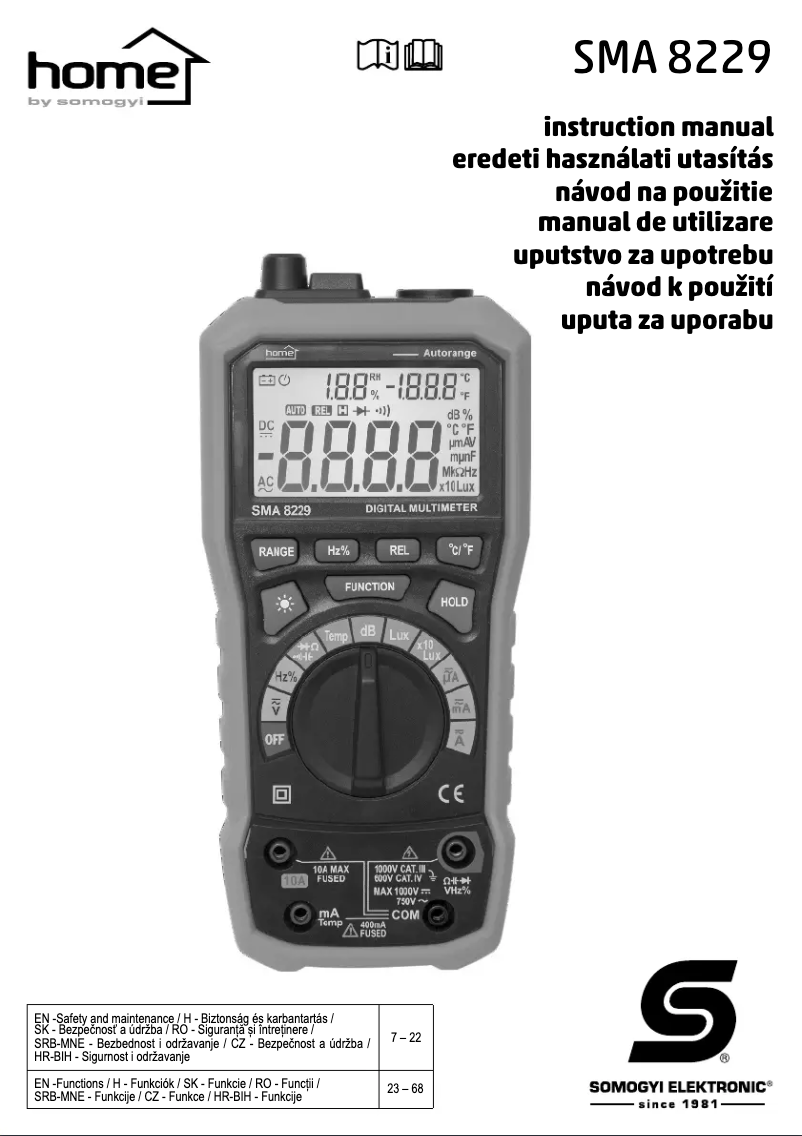 Page 1 de la notice Manuel utilisateur Somogyi SMA 8229