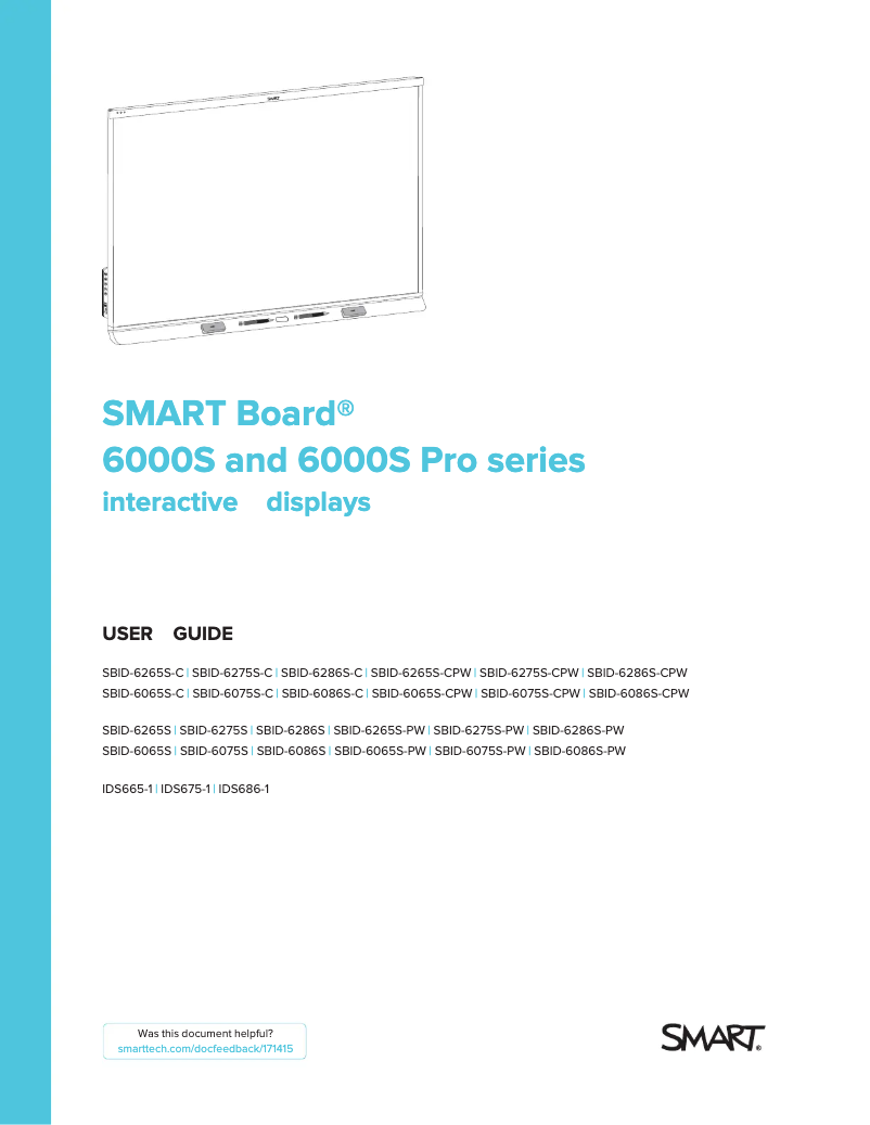 Page n°1 - Manuel utilisateur SMART Technologies SBID-6275S-C